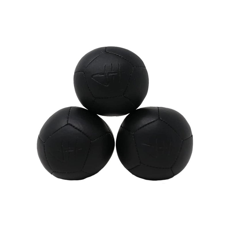 Zeekio - Josh Horton Pro Series Juggling Balls - Professional - for All Levels & Ages- Millet Filled - 12 Panel Synthetic Leather Ball Durable - 128 Grams 67mm Wide - Set of 3 Black - Image 1